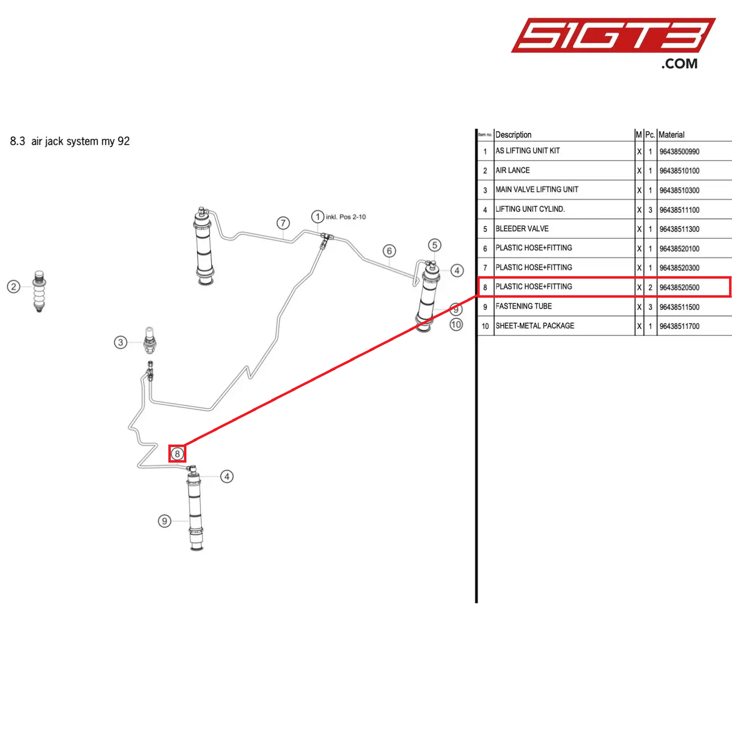 PLASTIC HOSE+FITTING - 96438520500 [PORSCHE 964 Cup]