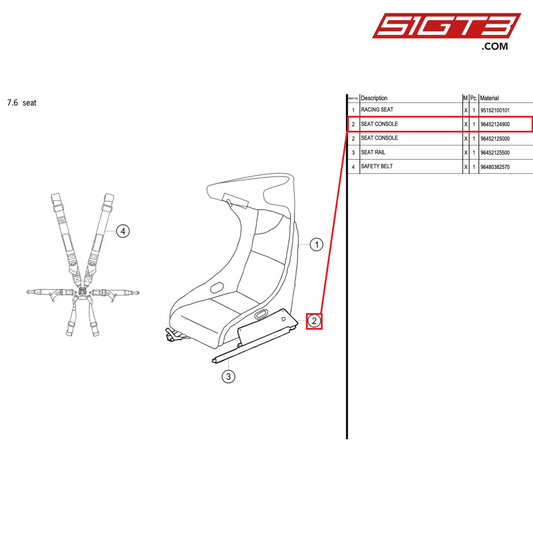 SEAT CONSOLE - 96452124900 [PORSCHE 964 Cup]