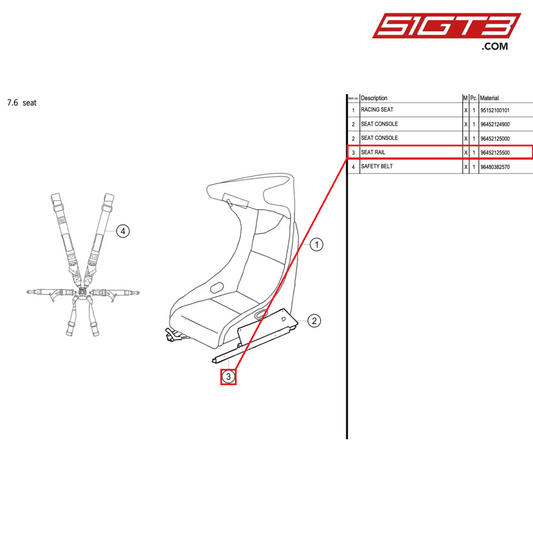 SEAT RAIL - 96452125500 [PORSCHE 964 Cup]