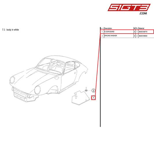 FLOOR BOARD - 96455189770 [PORSCHE 964 Cup]