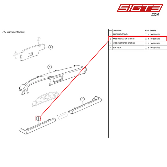 KNEE PROTECTION STRIP LH - 96455207770 [PORSCHE 964 Cup]