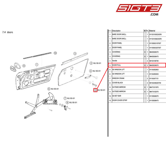 DOOR PULL - 96455539570 [PORSCHE 964 Cup]