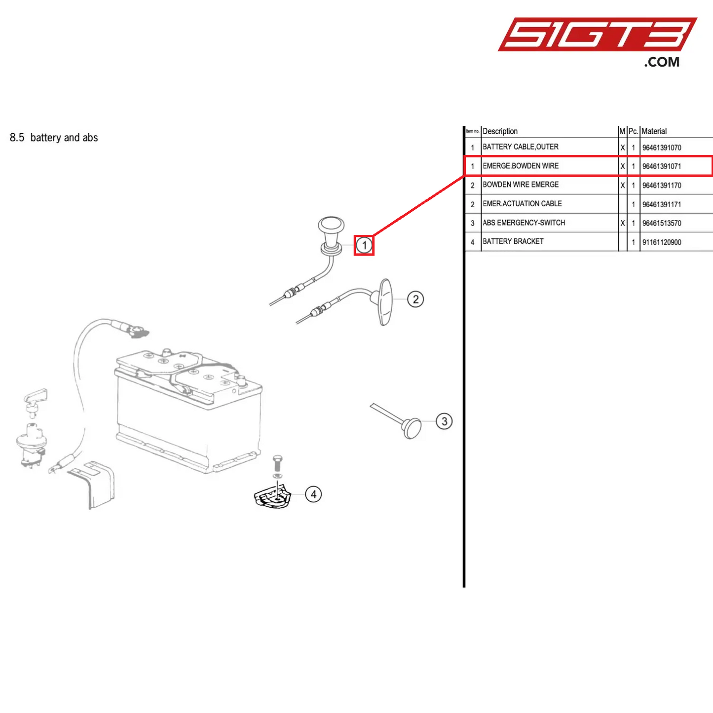 EMERGE.BOWDEN WIRE - 96461391071 [PORSCHE 964 Cup]