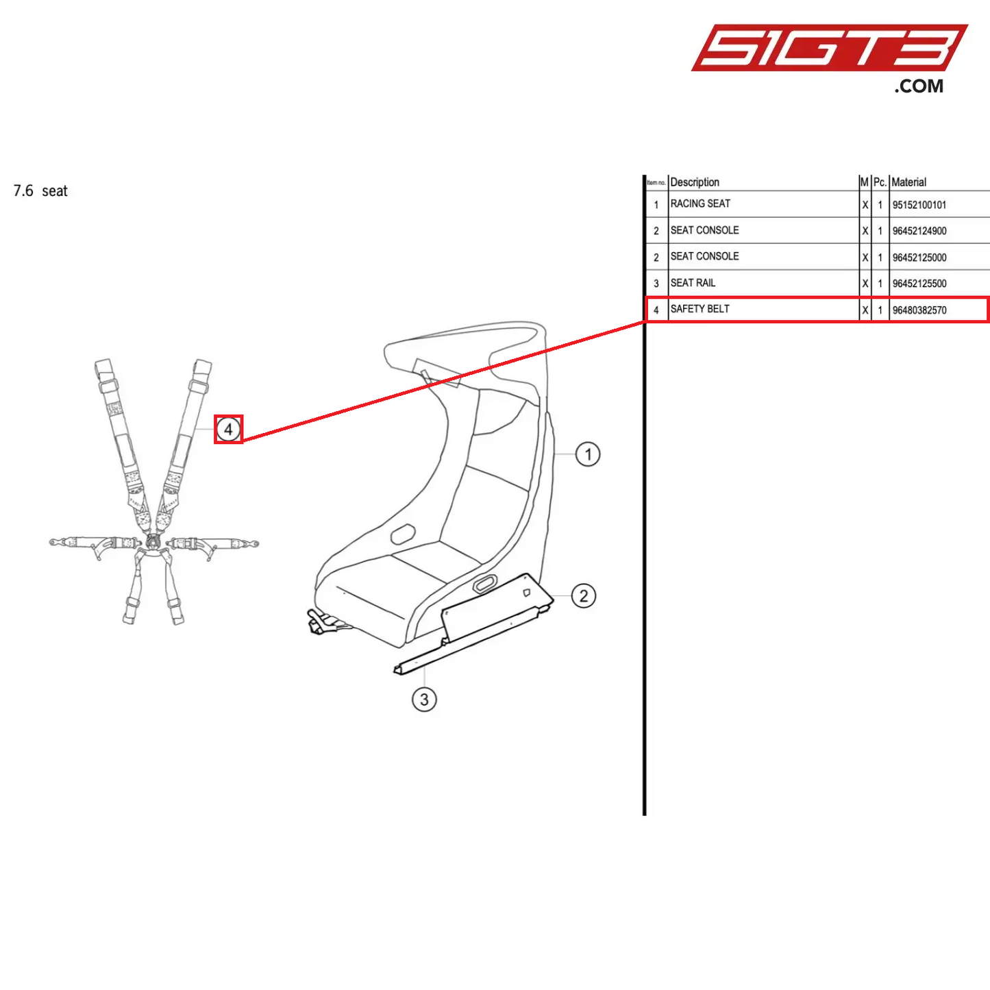 SAFETY BELT - 96480382570 [PORSCHE 964 Cup]