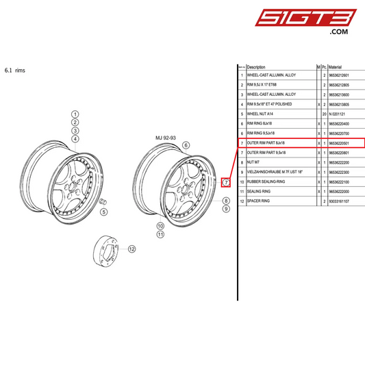 OUTER RIM PART 8Jx18 - 96536220501 [PORSCHE 964 Cup]