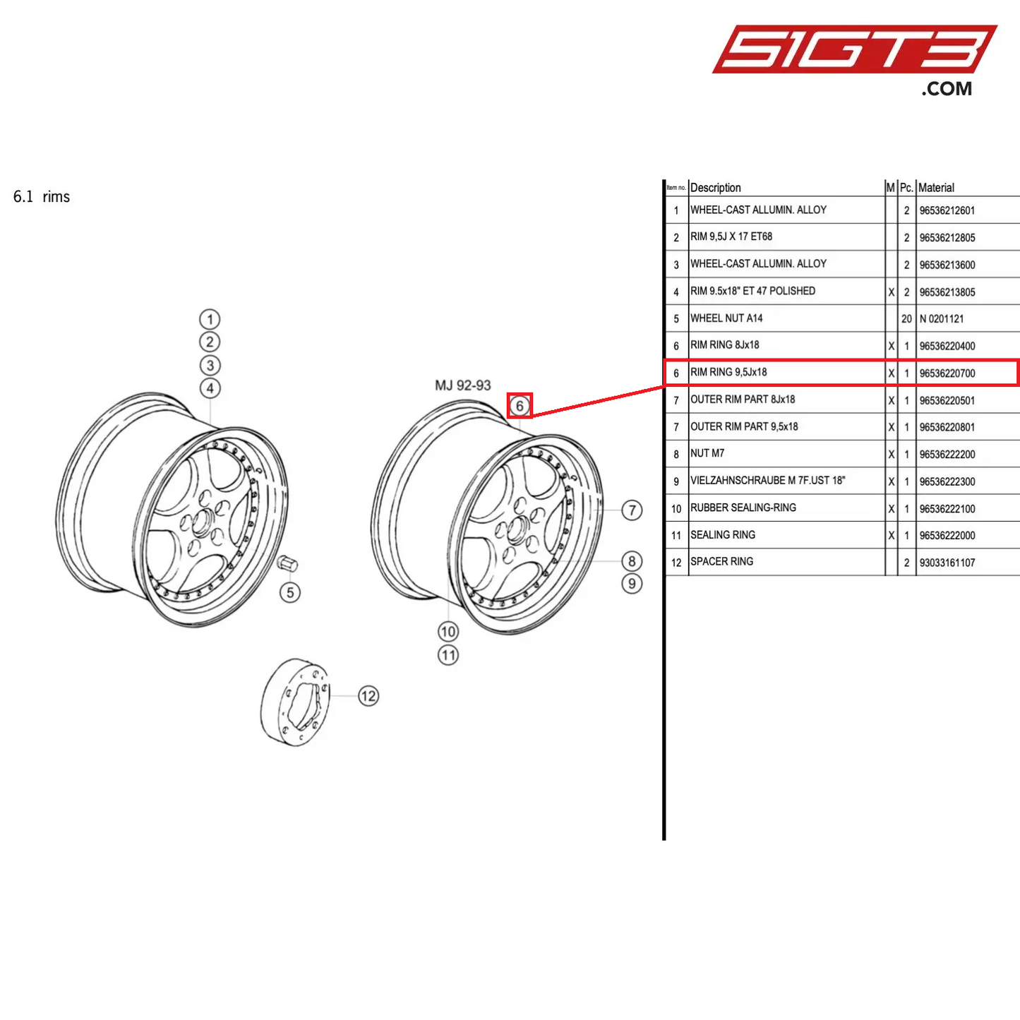 RIM RING 9,5Jx18 - 96536220700 [PORSCHE 964 Cup]