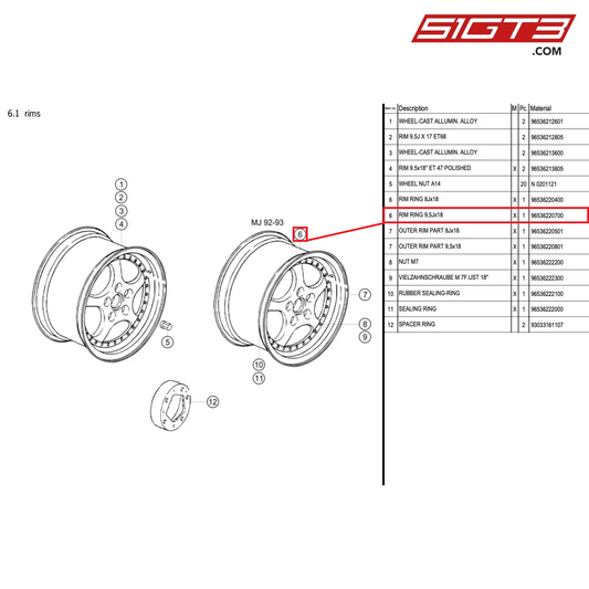 RIM RING 9,5Jx18 - 96536220700 [PORSCHE 964 Cup]