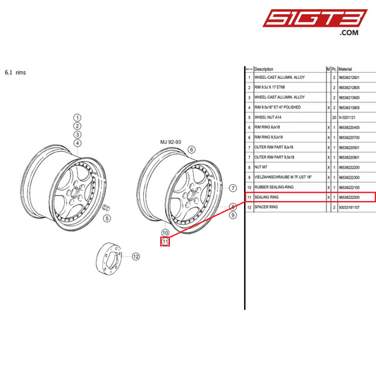 SEALING RING - 96536222000 [PORSCHE 964 Cup]