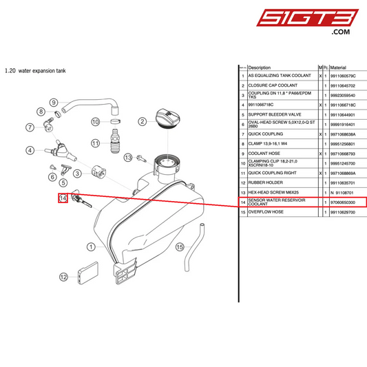 SENSOR WATER RESERVOIR COOLANT - 97060650300 [PORSCHE 991.2 GT3 Cup]