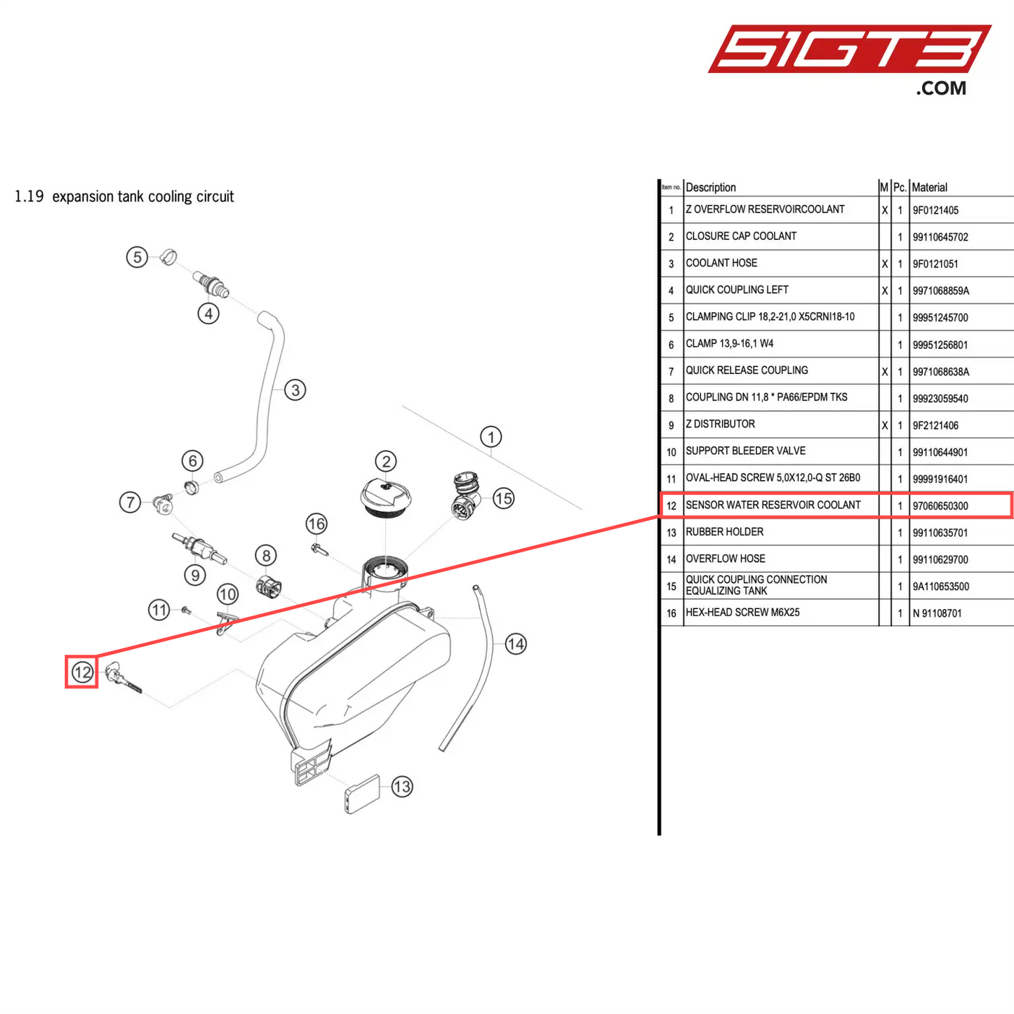 SENSOR WATER RESERVOIR COOLANT - 97060650300 [PORSCHE 911 GT2 RS Clubsport]