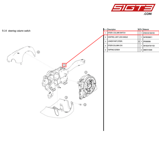 STEER.-COLUMN SWITCH - 970613013501E0 [PORSCHE 718 Cayman GT4 Clubsport]