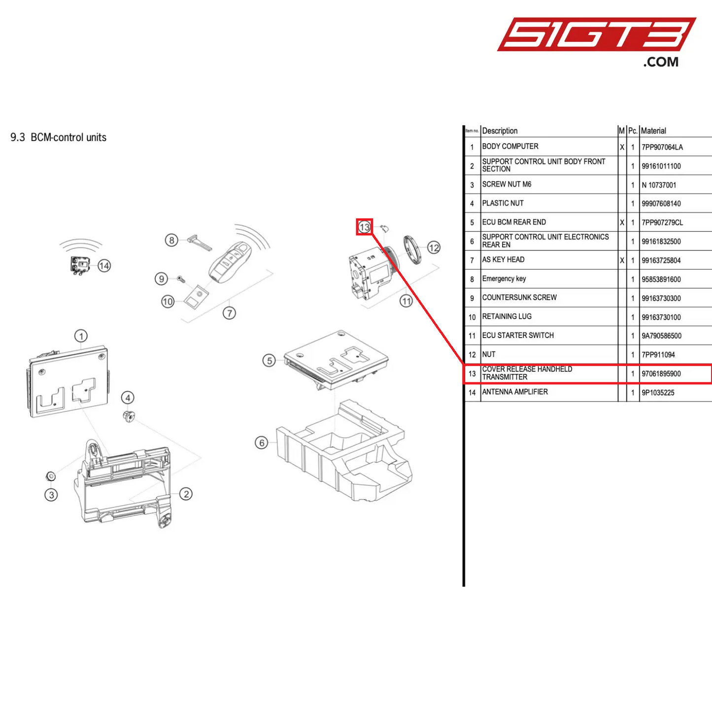 COVER RELEASE HANDHELD TRANSMITTER - 97061895900 [PORSCHE 718 Cayman GT4 RS Clubsport]