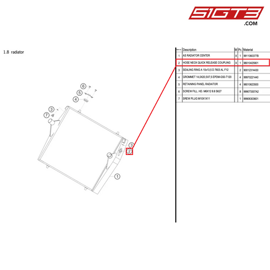 HOSE NECK QUICK RELEASE COUPLING - 98010425901 [PORSCHE 911 GT3 R Type 991 (GEN 2)]