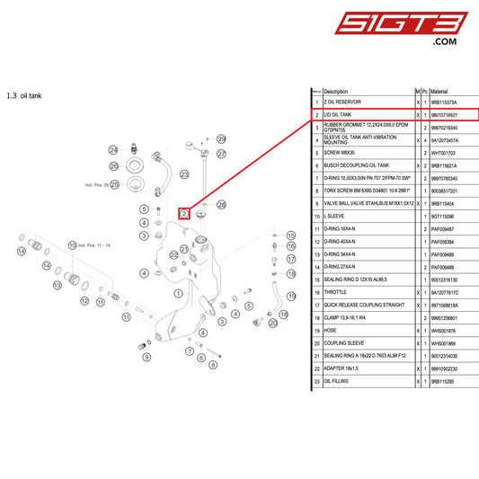 LID OIL TANK - 98010716501 [PORSCHE 992.1 GT3 R]