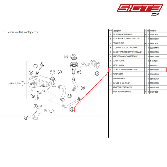 FILLING HOSE EQUALIZING TANK - 98110626704 [PORSCHE 718 Cayman GT4 Clubsport]