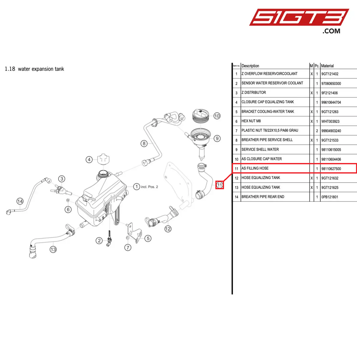 AS FILLING HOSE - 98110627500 [PORSCHE 718 Cayman GT4 RS Clubsport]