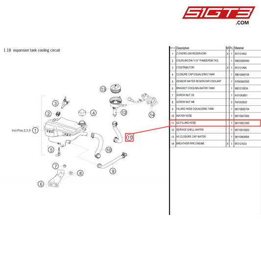 AS FILLING HOSE - 98110627500 [PORSCHE 718 Cayman GT4 Clubsport]