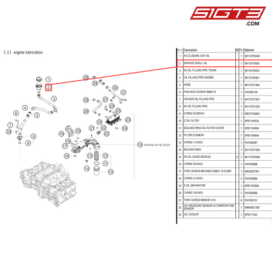 SERVICE SHELL OIL - 98110716005 [PORSCHE 718 Cayman GT4 Clubsport]