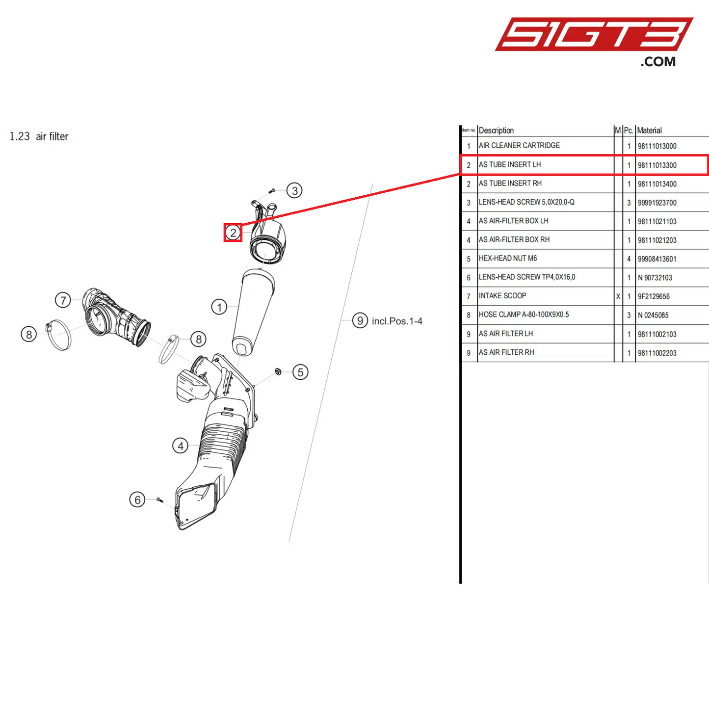 AS TUBE INSERT LH - 98111013300 [PORSCHE 718 Cayman GT4 Clubsport]