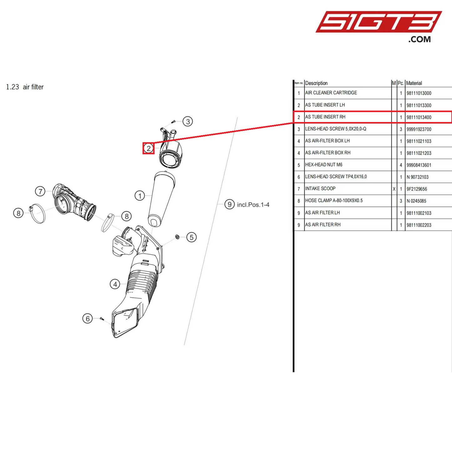 AS TUBE INSERT RH - 98111013400 [PORSCHE 718 Cayman GT4 Clubsport]