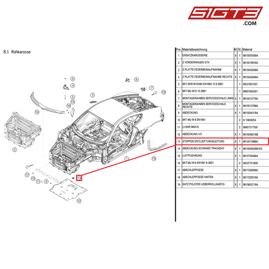 PLUG VENT LINE - 9812013988A [PORSCHE Cayman 981 GT4 Clubsport]