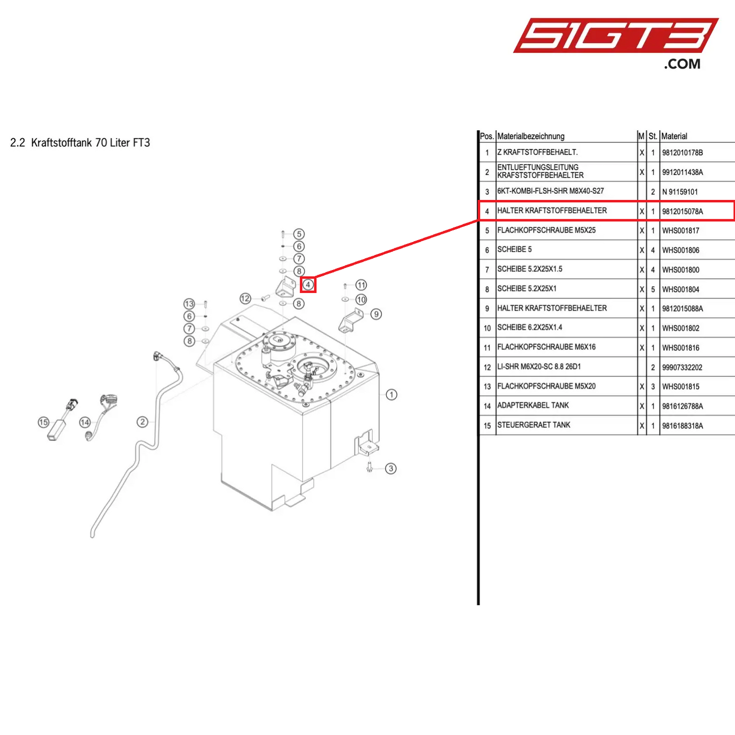 HOLDER FUEL TANK - 9812015078A [PORSCHE Cayman 981 GT4 Clubsport]