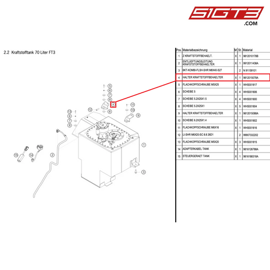 HOLDER FUEL TANK - 9812015078A [PORSCHE Cayman 981 GT4 Clubsport]