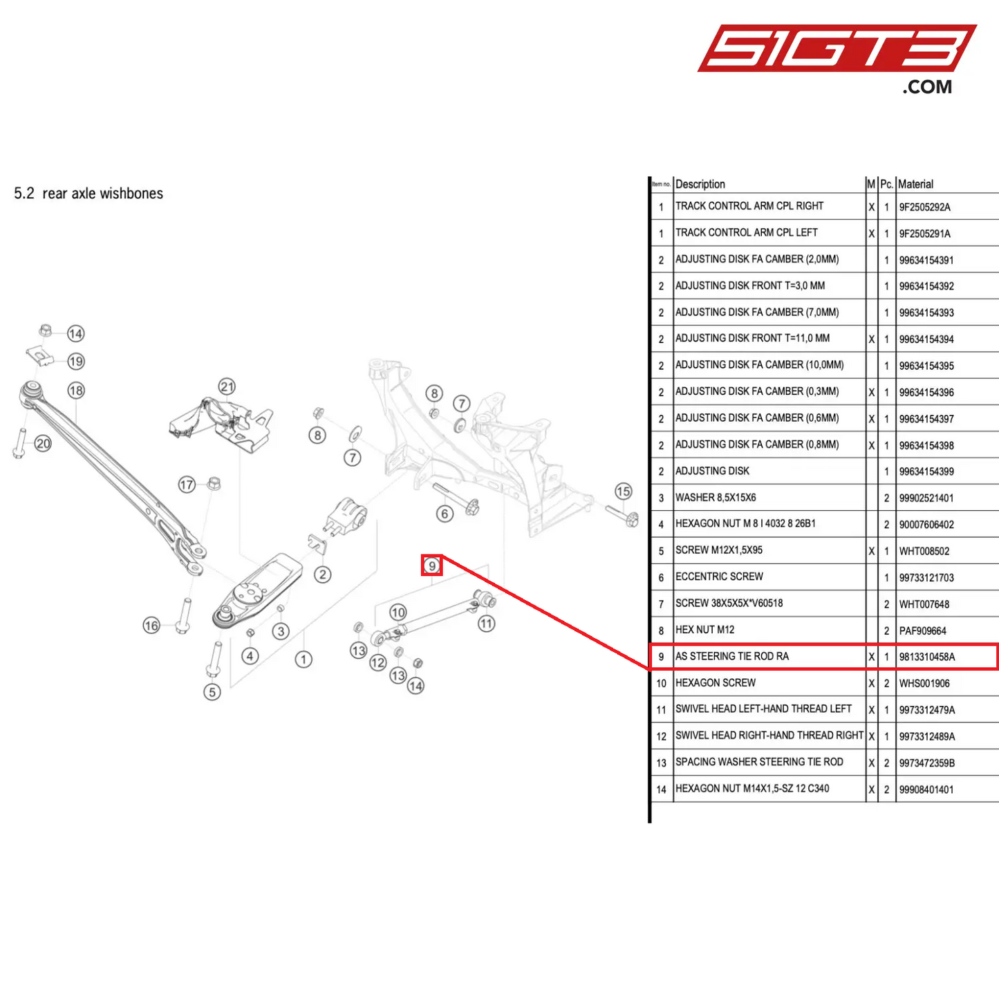 AS STEERING TIE ROD RA - 9813310458A [PORSCHE 718 Cayman GT4 RS Clubsport]