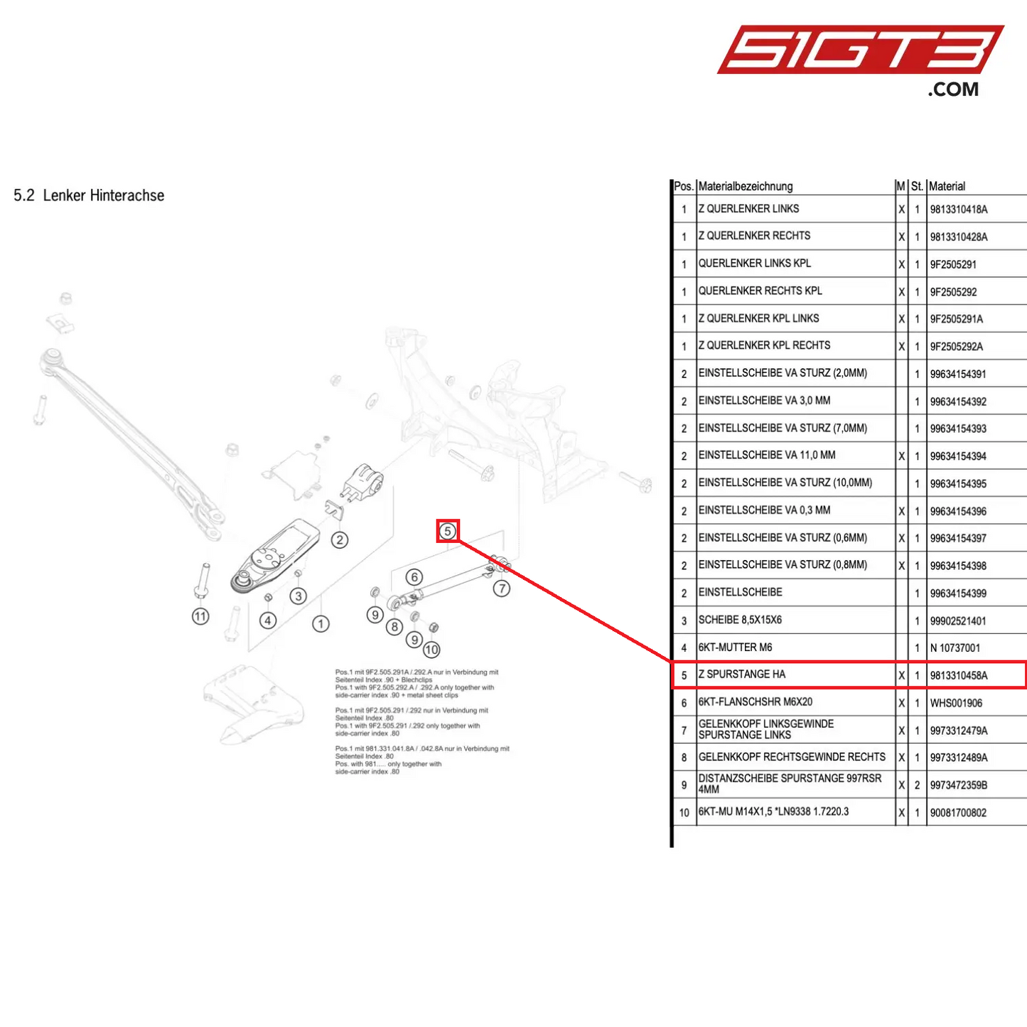 AS STEERING TIE ROD RA - 9813310458A [PORSCHE Cayman 981 GT4 Clubsport]