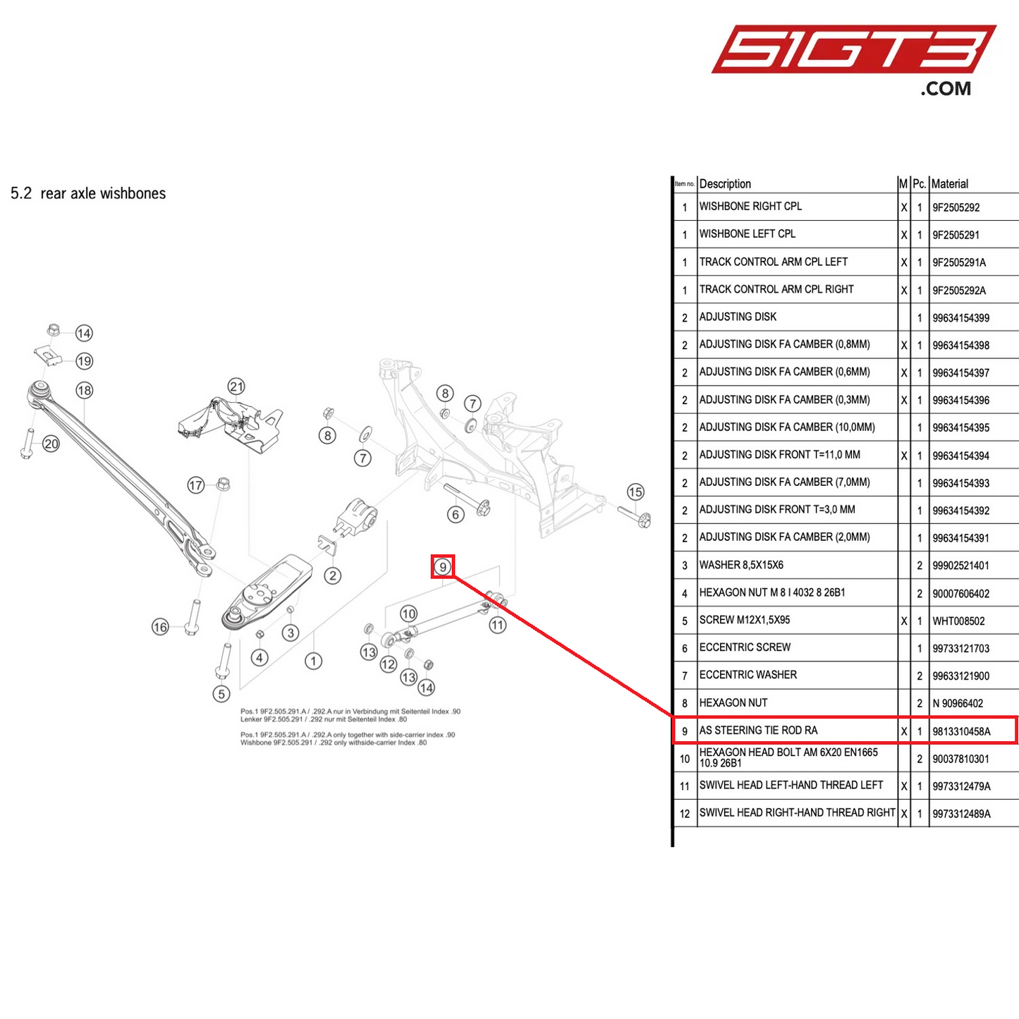 AS STEERING TIE ROD RA - 9813310458A [PORSCHE 718 Cayman GT4 Clubsport]