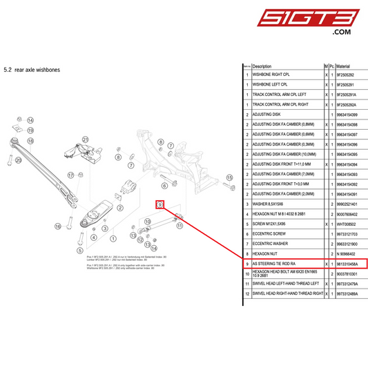 AS STEERING TIE ROD RA - 9813310458A [PORSCHE 718 Cayman GT4 Clubsport]