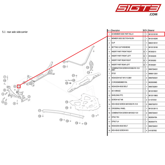 AS MEMBER SIDE PART RA,LH - 98133105190 [PORSCHE 718 Cayman GT4 RS Clubsport]