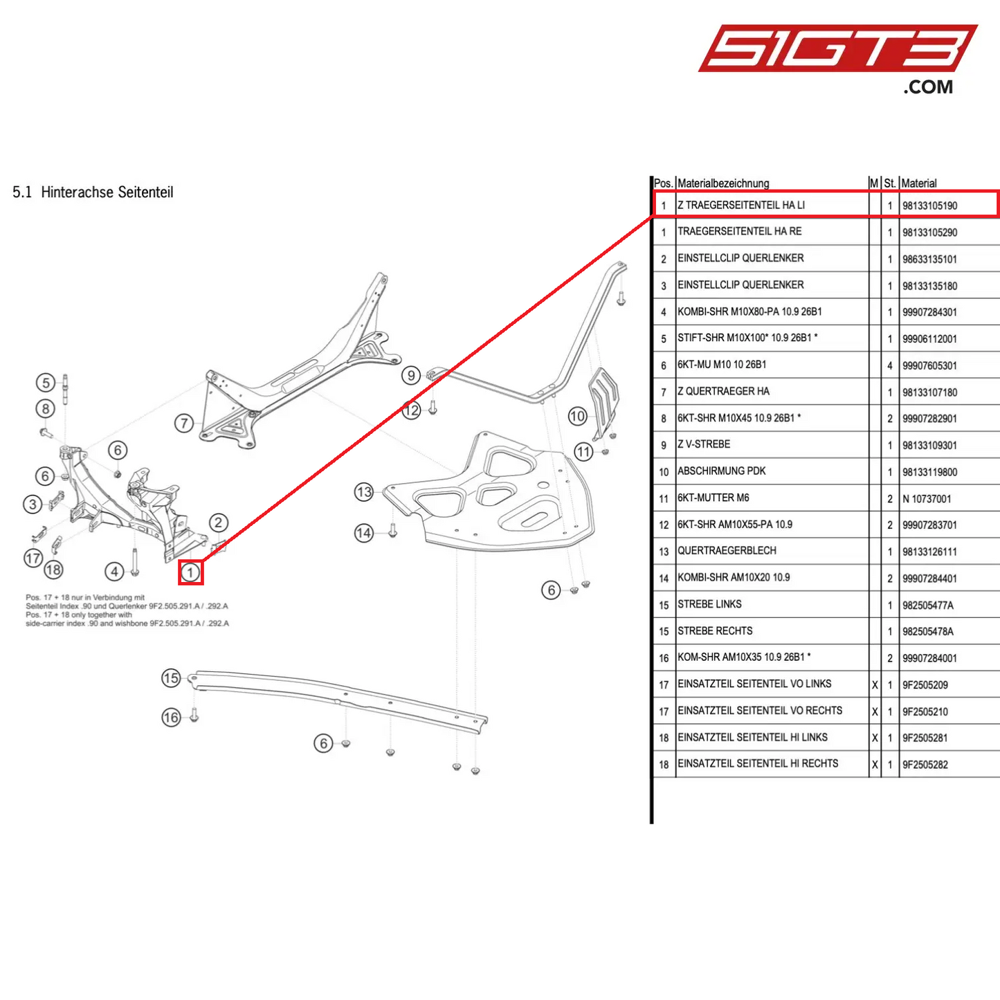 AS MEMBER SIDE PART RA,LH - 98133105190 [PORSCHE Cayman 981 GT4 Clubsport]