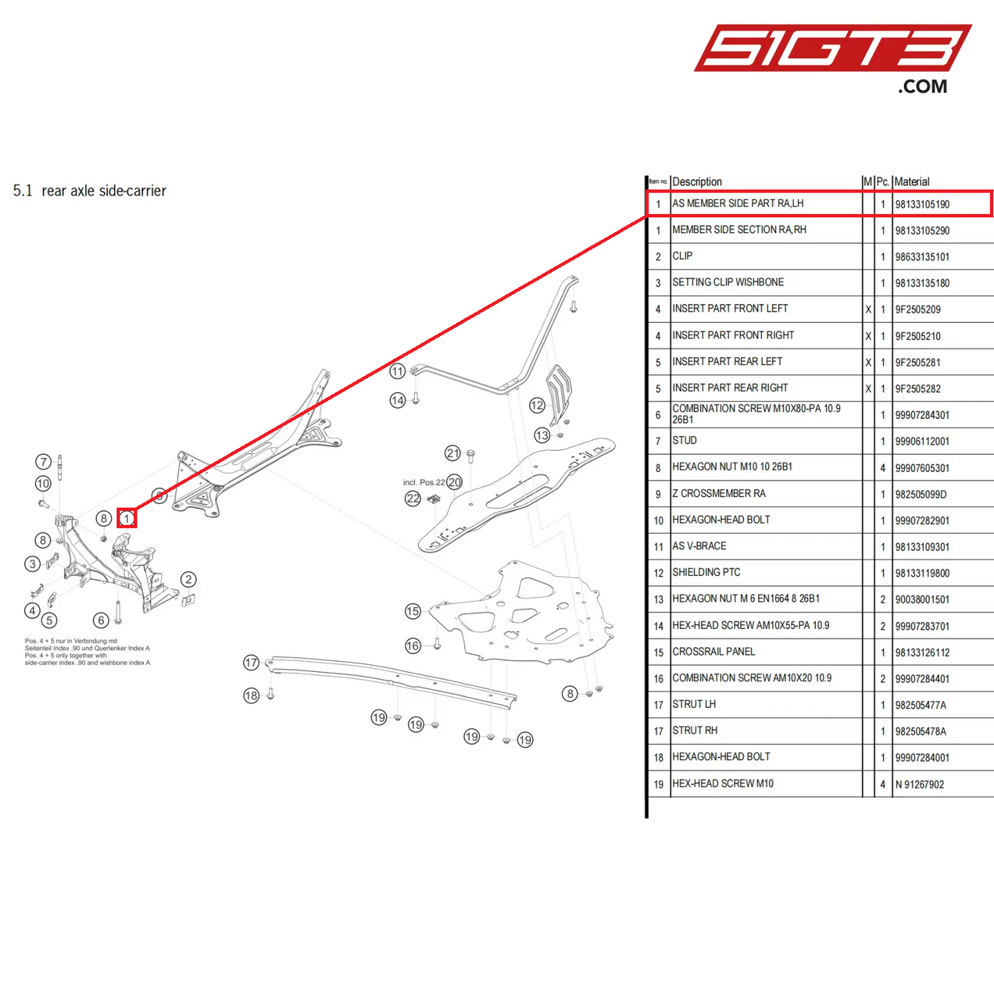 AS MEMBER SIDE PART RA,LH - 98133105190 [PORSCHE 718 Cayman GT4 Clubsport]