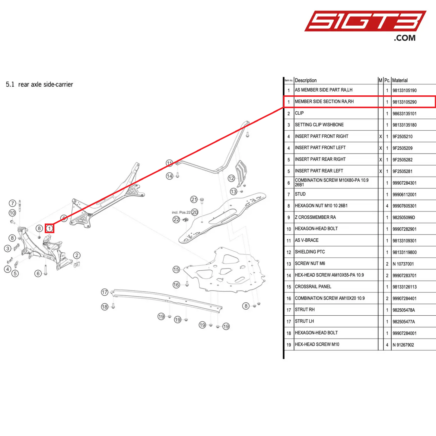 MEMBER SIDE SECTION RA,RH - 98133105290 [PORSCHE 718 Cayman GT4 RS Clubsport]