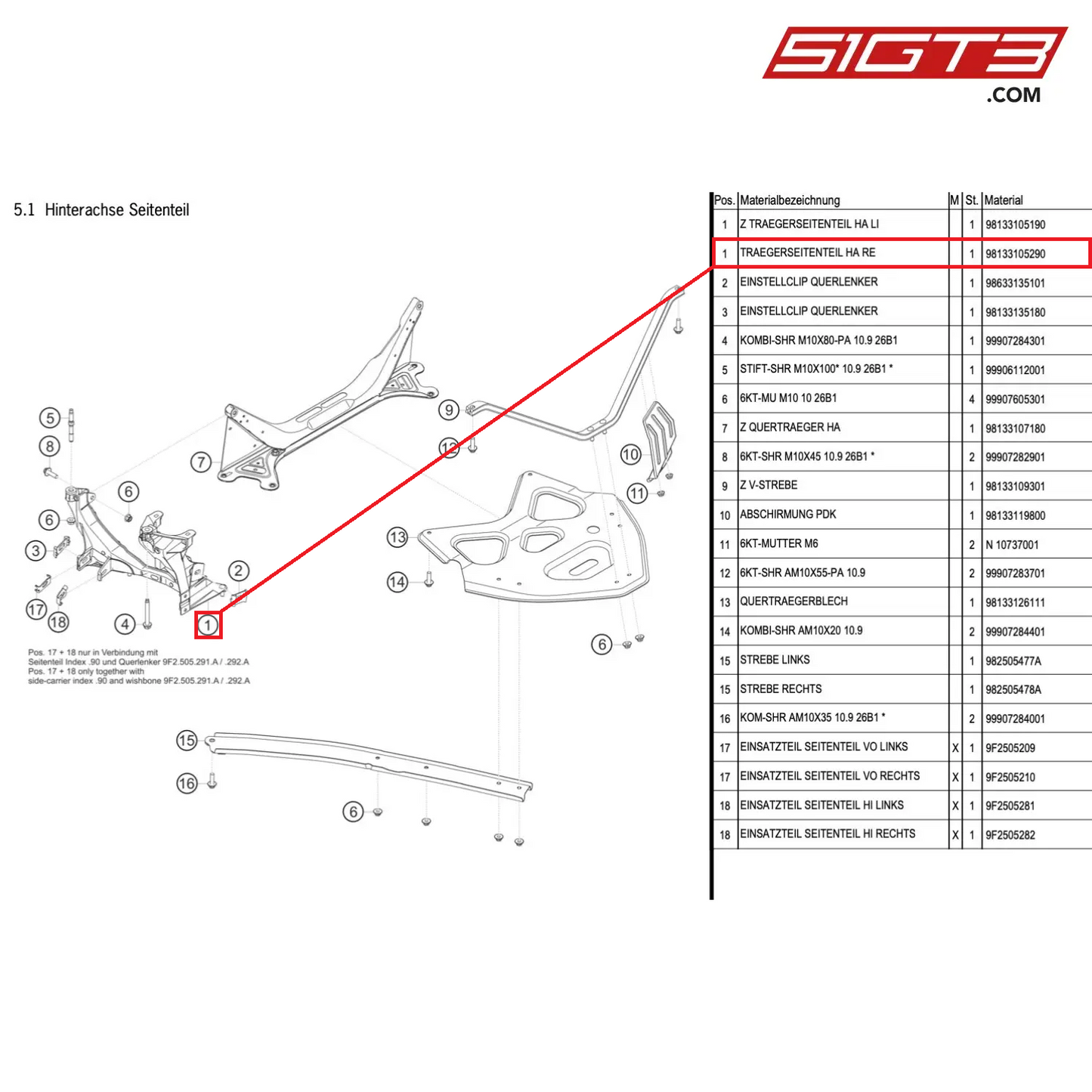 MEMBER SIDE SECTION RA,RH - 98133105290 [PORSCHE Cayman 981 GT4 Clubsport]