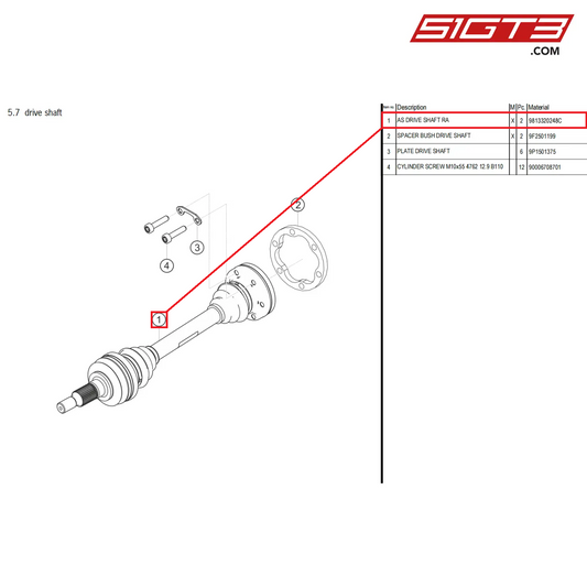 AS DRIVE SHAFT RA - 9813320248C [PORSCHE 718 Cayman GT4 Clubsport]