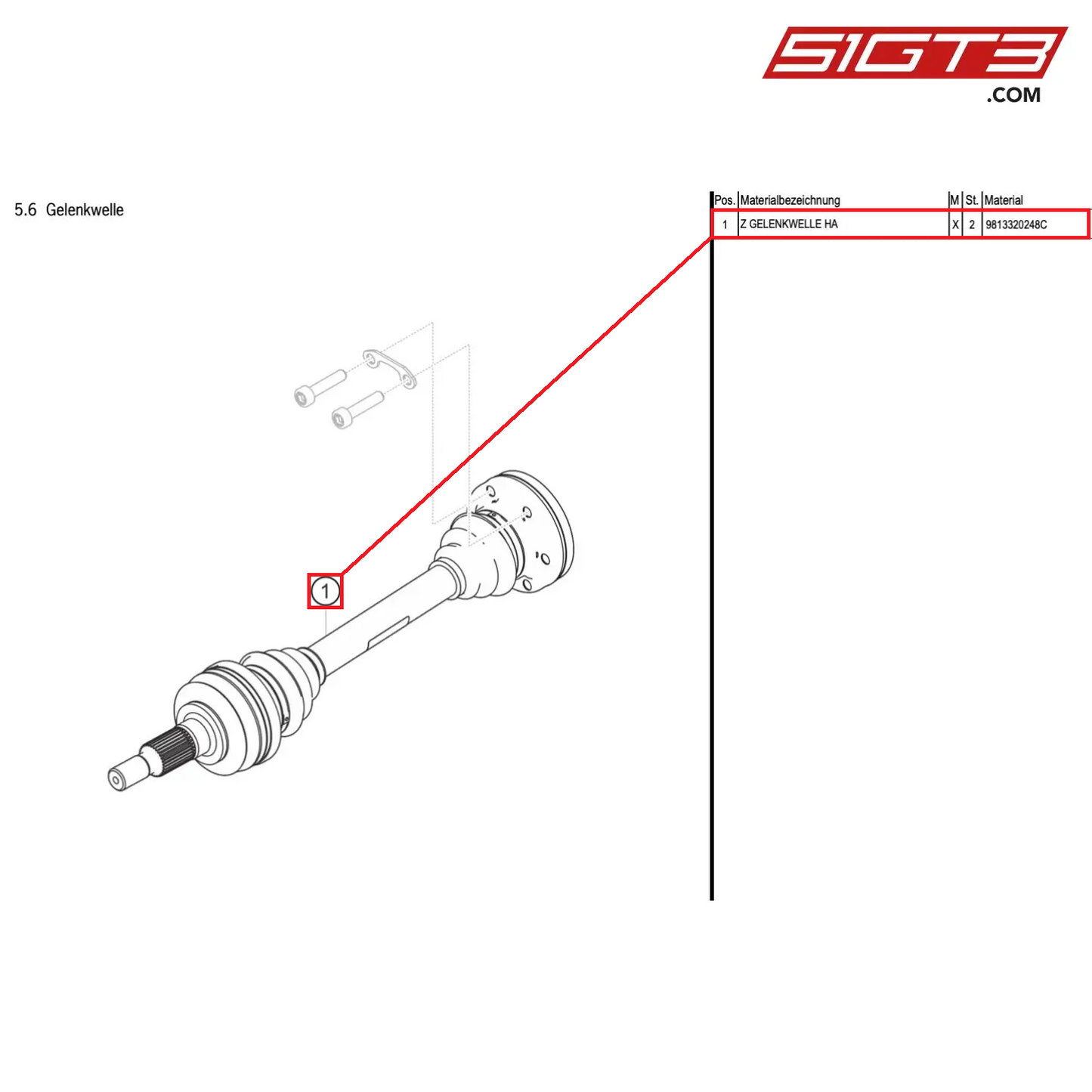 AS DRIVE SHAFT RA - 9813320248C [PORSCHE Cayman 981 GT4 Clubsport]