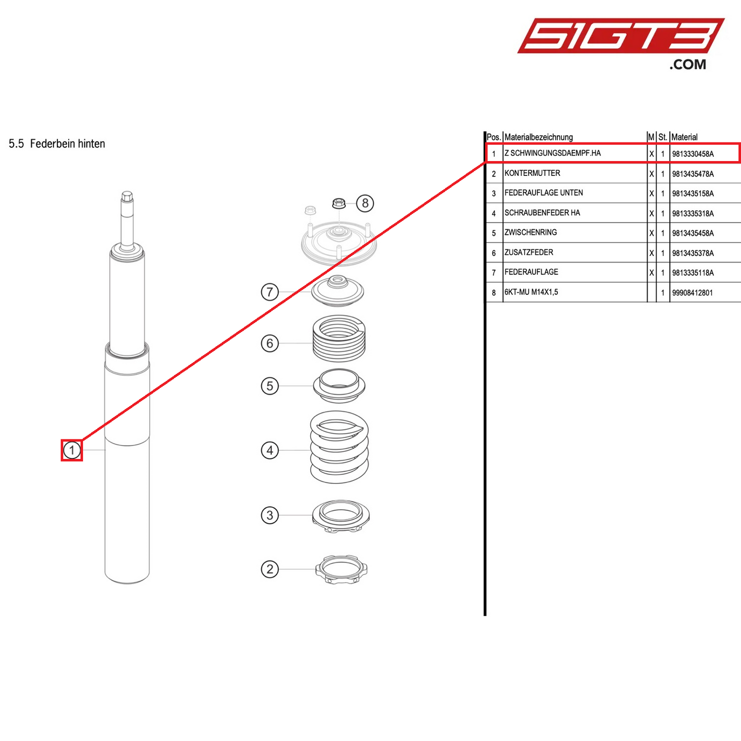 AS VIBRATION DAMPER RA - 9813330458A [PORSCHE Cayman 981 GT4 Clubsport]