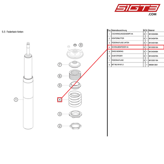 COIL SPRING RA - 9813335318A [PORSCHE Cayman 981 GT4 Clubsport]