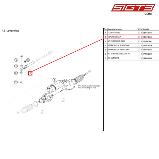 AS STEERING TIE ROD FA - 9813410318A [PORSCHE Cayman 981 GT4 Clubsport]