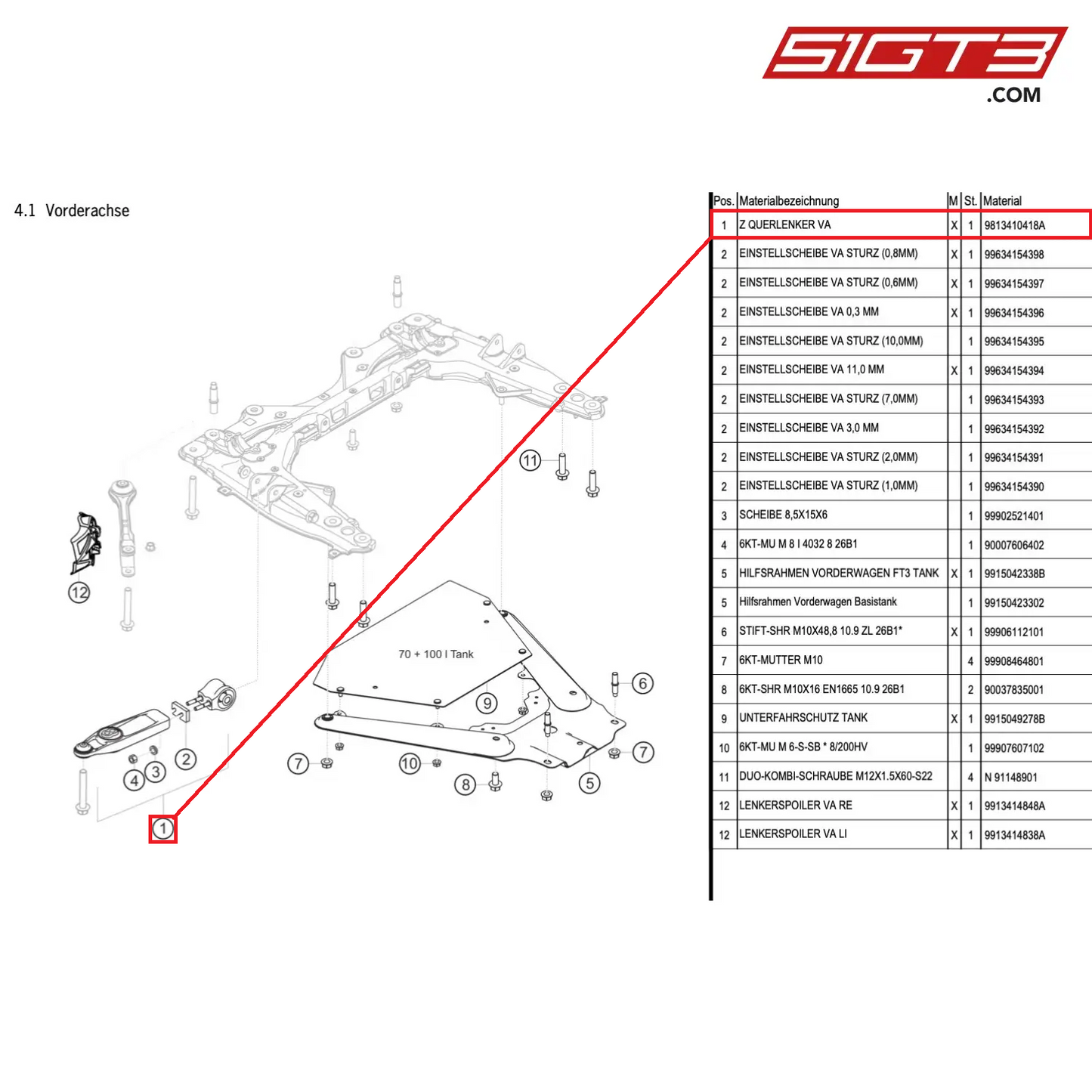 AS WISHBONE FA - 9813410418A [PORSCHE Cayman 981 GT4 Clubsport]