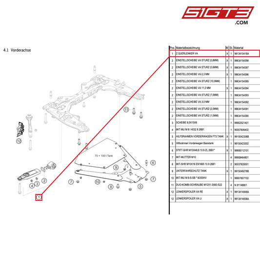 AS WISHBONE FA - 9813410418A [PORSCHE Cayman 981 GT4 Clubsport]