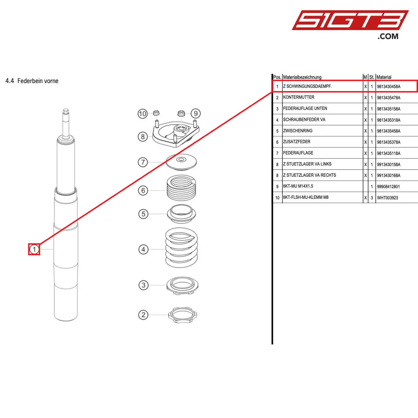 AS VIBRATION DAMPER - 9813430458A [PORSCHE Cayman 981 GT4 Clubsport]