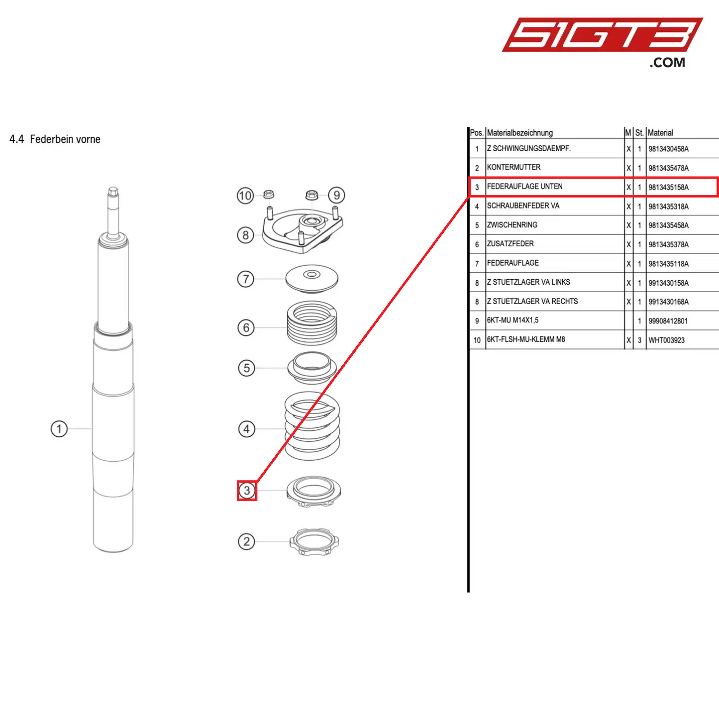 SPRING REST LOWER - 9813435158A [PORSCHE Cayman 981 GT4 Clubsport]