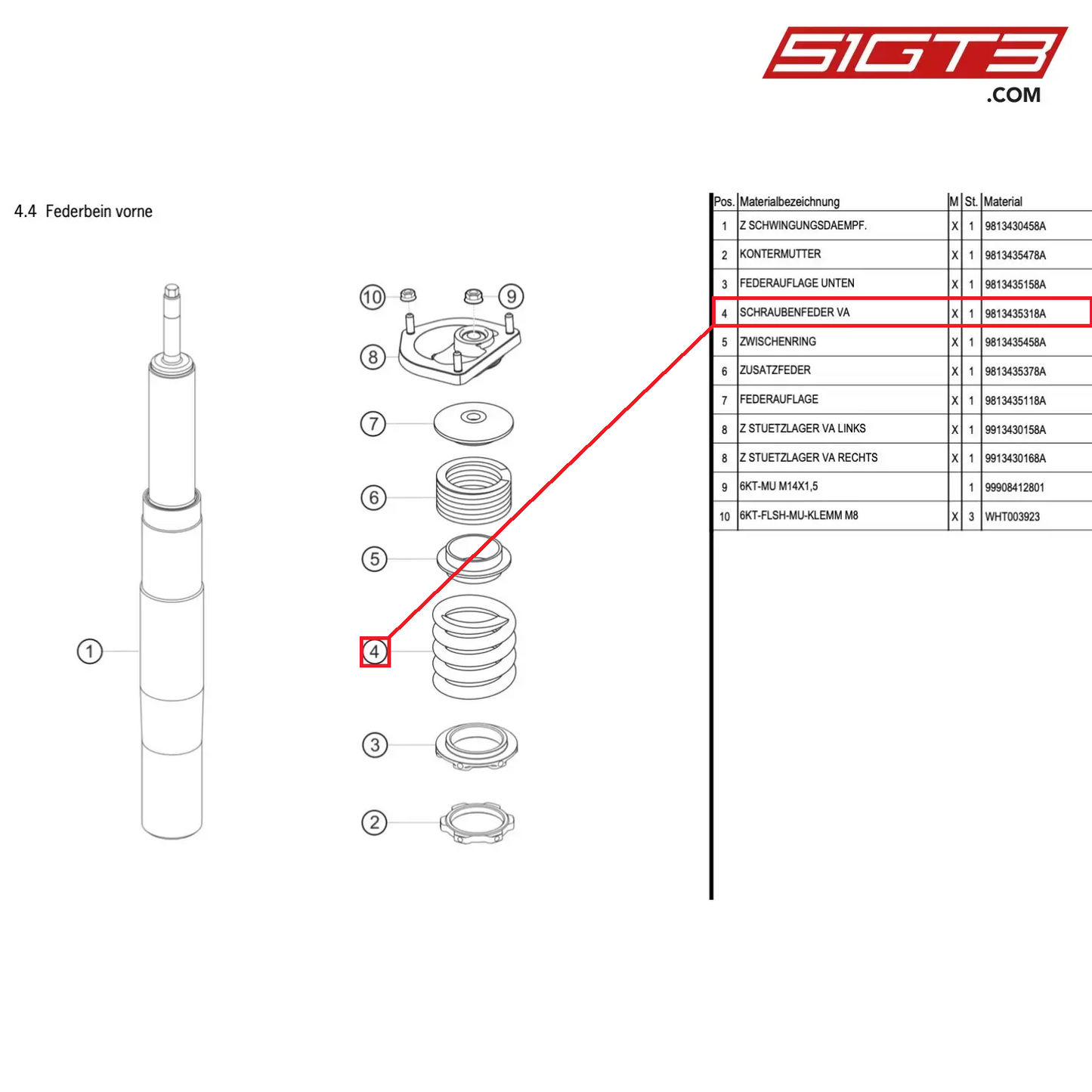 COIL SPRING FA - 9813435318A [PORSCHE Cayman 981 GT4 Clubsport]