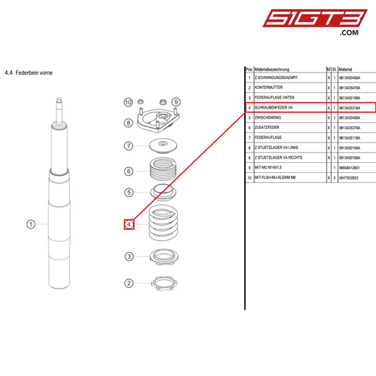 COIL SPRING FA - 9813435318A [PORSCHE Cayman 981 GT4 Clubsport]