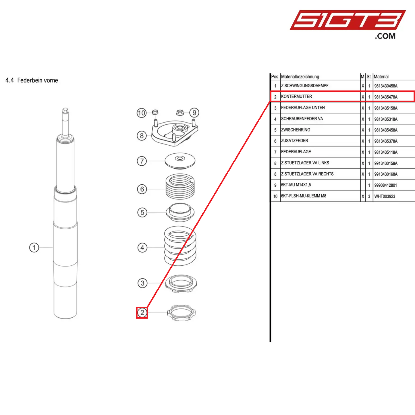 COUNTERNUT - 9813435478A [PORSCHE Cayman 981 GT4 Clubsport]