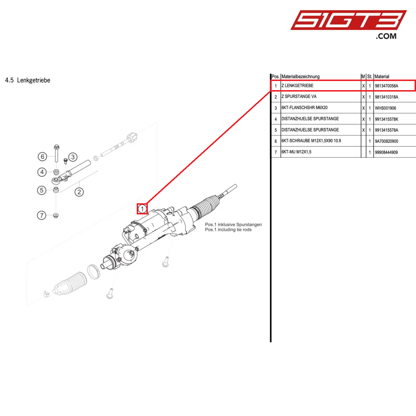 AS STEERING GEAR - 9813470058A [PORSCHE Cayman 981 GT4 Clubsport]