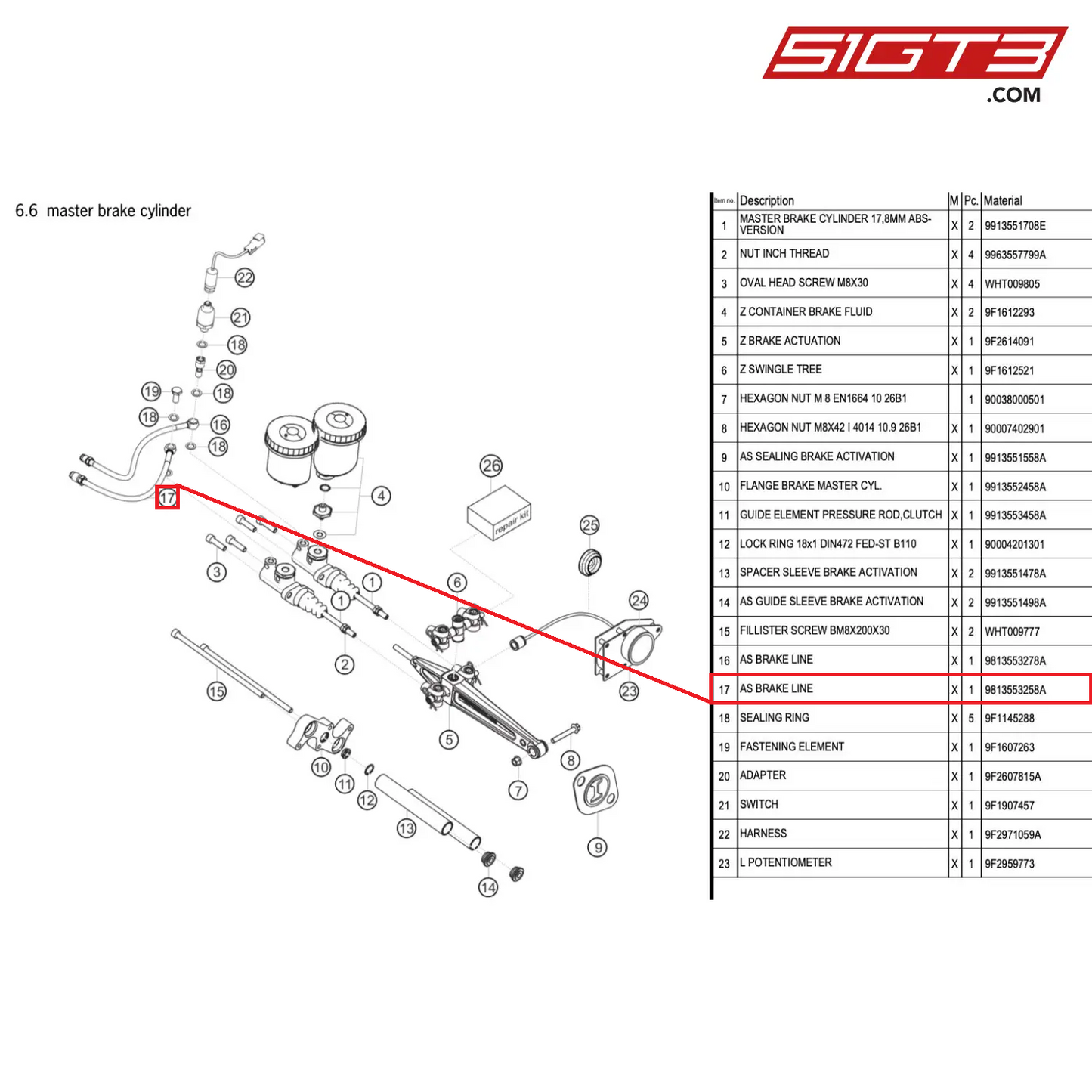 AS BRAKE LINE - 9813553258A [PORSCHE 718 Cayman GT4 RS Clubsport]